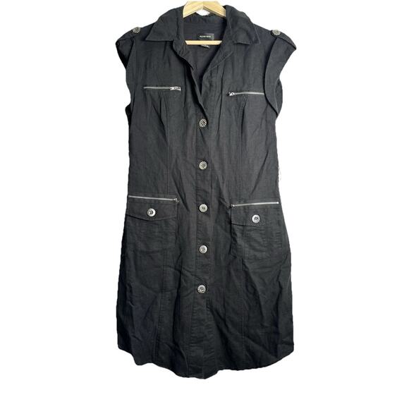 Spense Linen Blend Dress Womens Sz 8 Milatary Goth Steampunk Grunge Gorpcore - Picture 1 of 7